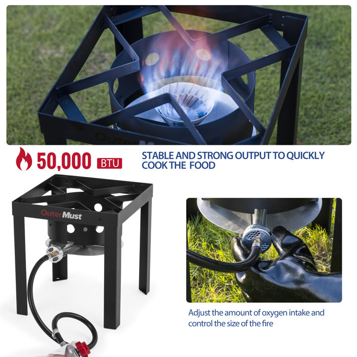 OuterMust Outdoor Propane Turkey Fryer with Basket and Burner Set